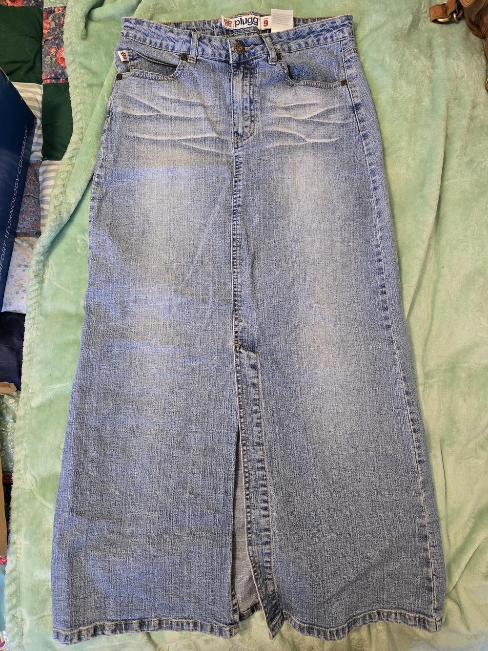 Plugg Light Blue Women's 75% Cotton Denim Style Maxi Skirt Jeans